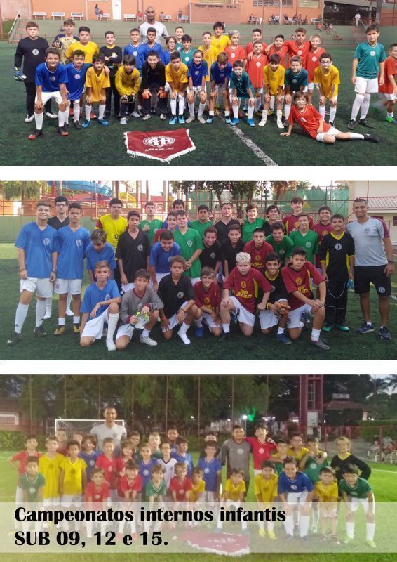 Campeonatos internos infantis nas categorias sub 09, sub 12 e sub 15