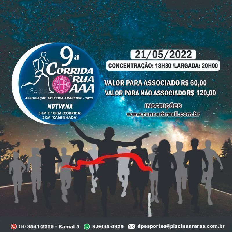 INSCRIÇÕES 9ª CORRIDA DE RUA AAA 2022